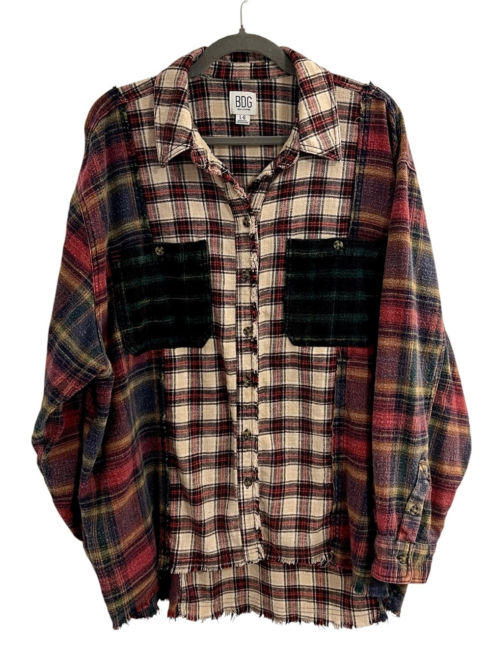 BDG Urban Outfitters Kaden Mixed Plaid Button-Down Shirt - Picture 4 of 13